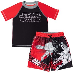 Star Wars Darth Vader Stormtrooper Rash Guard and Swim Trunks Outfit Set Toddler - 1 of 4