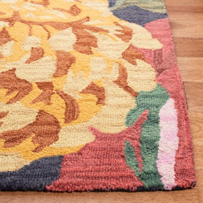 Handmade Black Floral Wool Tufted Area Rug
