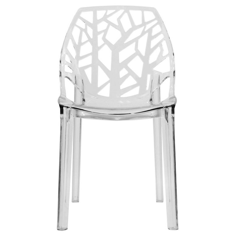 LeisureMod Cornelia Modern Plastic Dining Chair with Cut-Out Tree Design, Set of 2, 3 of 9