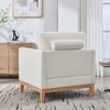 GDFStudio Acheson Modern 35.4" Wood and Fabric Upholstered Accent Chair with Two Pillows - 4 of 4