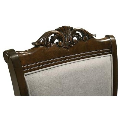 Gray and Chestnut High Back Upholstered Wood Arm Chair Set