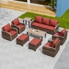 EAGLE PEAK Wicker Outdoor Patio Conversation Set, 4 Swivel Rocker Chairs, 3-Seat Loveseat, 2 Ottomans, Table, 9 Pieces - 2 of 4