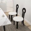 Vintage Rubber Solid Wood Dining Chairs Set Of 2,Cashmere Fabric Upholstered Dining Chair,Wooden Armless Kitchen Dining Chair-Coolbibila - 3 of 4