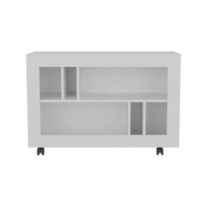 GlasFlength Decorative Storage Cabinets Modern Wengue Finish Open Shelf Console Table Simple for Living Room Entryway, White, 37.4"*9.4"*25.4" - 1 of 4