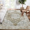 Machine Washable Area Rug Non Slip Rug Vintage Distressed Low Pile Foldable Rugs Medallio Retro Accent Carpet For Bedroom Living Room Office Dorm - 3 of 4