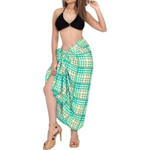 LA LEELA Women's Bikini Skirt Beachwear Sarong Coverups Swim Cover Up Summer Wraps Swimwear Beach Wrap Skirts for Women One Size Green,Check - 1 of 4