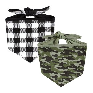 Luvable Friends Dog Reversible Pet Dog and Cat Bandana Bibs 2pk, Plaid Camo, One Size - 1 of 4