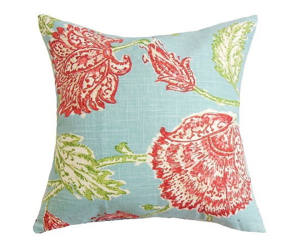Floral Throw Pillow Aqua (20"x20") - The Pillow Collection