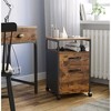 File Cabinet Mobile Filing Cabinet with Wheels 2 Drawers Open Shelf - 4 of 4