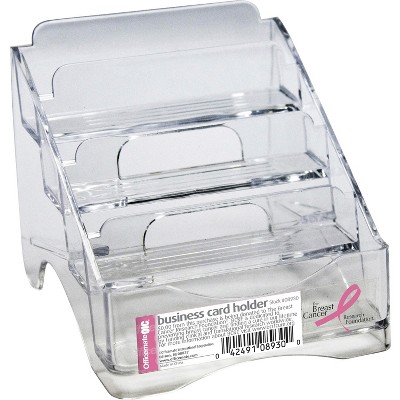 Officemate International Corp. Business Card Holder BCA Plastic 4-Tier 4"x3-3/4"x4" CL 08930