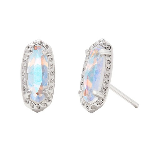 Kendra Scott Emma Rhodium Over Brass Stud Earrings - Dichroic Glass