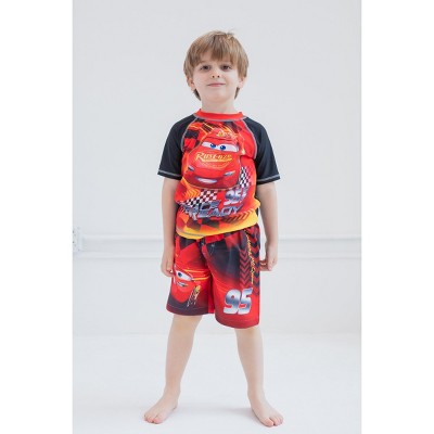 Disney Pixar Cars Lightning McQueen Little Boys Rash Guard and Swim Trunks Outfit Set Multicolor 6 — фото 2