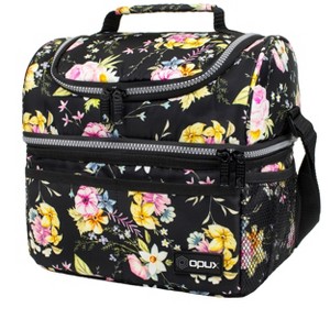 OPUX Double Decker Lunch Box Men Women, Insulated Leakproof Cooler Bag Adult Work, Dual Compartment Pail Tote Boys Girls Kids - 1 of 4