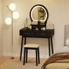 Resenkos Small Makeup Vanity Set - LED Lighted Mirror, Cushioned Stool, Dressing Table - - 4 of 4