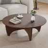 PexFix 38" Round Modern Coffee Table Farmhouse Solid Wood Tea Table with Cross Sturdy Legs for Home Office Living Room Walnut - 3 of 4