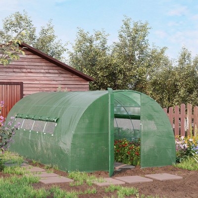 Large Green Walk-In Tunnel Greenhouse with Galvanized Steel Frame