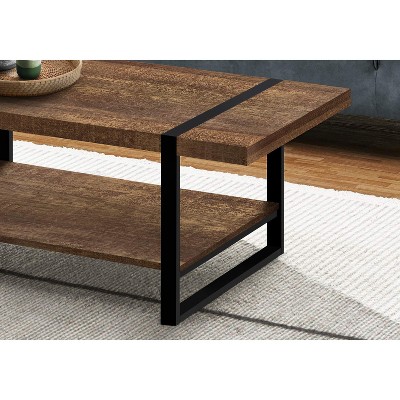 Modern Farmstead 47'' Black Metal and Brown Wood Coffee Table