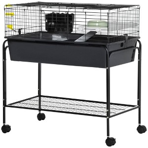 Skyzone Removable 2-Story Small Animal Habitat with Stand, Wheels & Shelf – Guinea Pig/Ferret Cage, - 1 of 4
