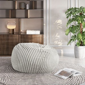 NicBex Polyester Fabric Bean Bag Chair with Memory Foam,Fluffy Lazy Sofa Chair with Removable Cover with Zipper,Lounge Chair for Living Room,White - 1 of 4