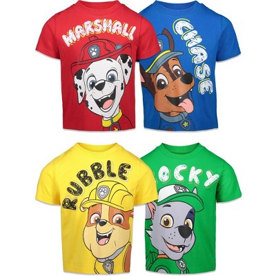 Paw Patrol Chase Marshall Rubble Rocky Toddler Boys 4 Pack Graphic T ...