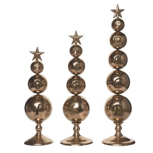 Transpac Metal 24.25 in. Gold Christmas Peace Love and Joy Decor Set of 3 - 1 of 4