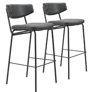 Zuo Charon Barstool (Set of 2) Vintage Black - 1 of 4