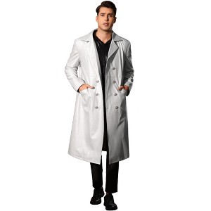 Lars Amadeus Men's Classic Fit Full Length Faux Leather PU Trench Coat - 1 of 4