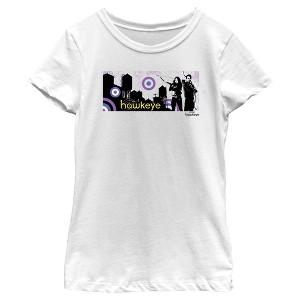 Girl's Marvel Hawkeye Cityscape T-Shirt - 1 of 4