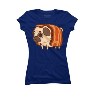 Junior's Design By Humans Puglie Bacon Strip By Puglie T-Shirt - 1 of 3