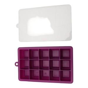 Unique Bargains 15-Cavity Small Square Ice Tray with Lid Hand Wash Only Silicone 7.87"x4.72"x1.30" 1 Pc - 1 of 3