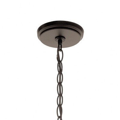Armida 25" Distressed Bronze 5-Light Chandelier with Etched Glass Shades