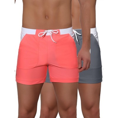 Lars Amadeus Men's Summer Surfing Contrast Color Drawstring Waist Beach Board Shorts 2 Pack