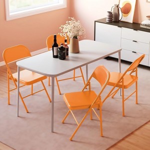Folding Chairs Set, 350 lb Capacity, Metal Portable Seating for Dining Room, Office, Events, 6 pack/8 pack - 1 of 4