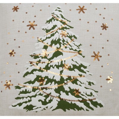 White Square Christmas Tree Pillow with LED Lights