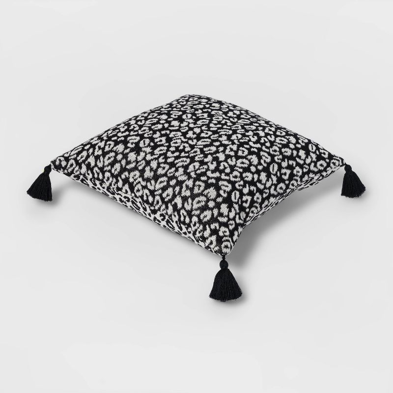 Textured Woven Animal Pattern Square Throw Pillow Black/Cream - Opalhouse&#8482;, 4 of 10