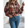 Coolmee Women's Fashion Cropped Shacket Button Down Shacket Jackets Casual Plaid Long Sleeve Crop Jackets Tops - 2 of 4
