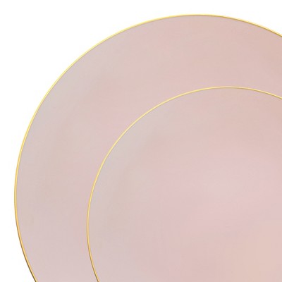 Smarty Had A Party Pink w/ Gold Organic Plastic Dinnerware Set - 120 Sets
