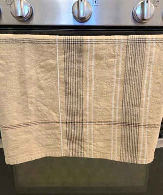 2ct Offset Plaid & Stripe Kitchen Towels Tan/Natural - Hearth & Hand™ with  Magnolia