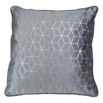 Northlight 19" Gray and Silver Velvet Throw Pillow with Geometric Design