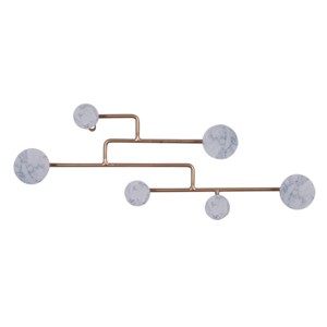 7"x24" Wooden 6 Hanger Wall Hook Gold - Olivia & May: Decorative MDF Polished Finish, Indoor Use, 20 lbs Max - 1 of 4