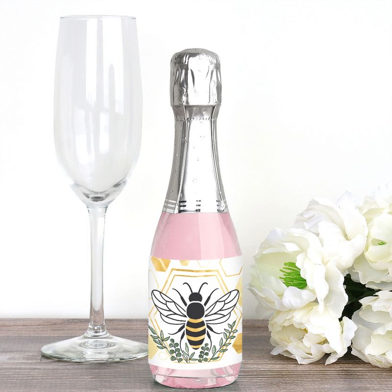 Big Dot of Happiness Little Bumblebee Mini Wine & Champagne Bottle Label Stickers Bee Baby Shower or Birthday Party Favor Gift 16 Ct, 2 of 8
