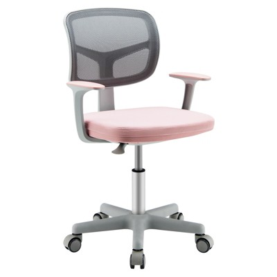 Infans Kids Desk Chair Adjustable Height Children Study Chair w/Auto Brake Casters Pink