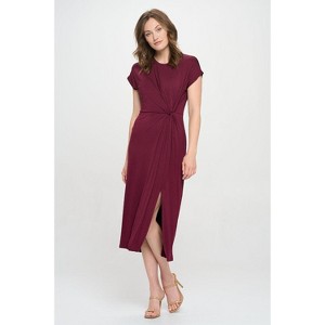 WEST K Women's Parker Cre-Neck Short Sleeve Knob-Front A-Line Midi Dress - 1 of 4