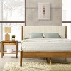 ORRD Queen Bedroom Set with Corduroy Headboard, 2-Piece Rubberwood Platform Bed & Nightstand, Light Walnut, No Box Spring Needed - 3 of 4