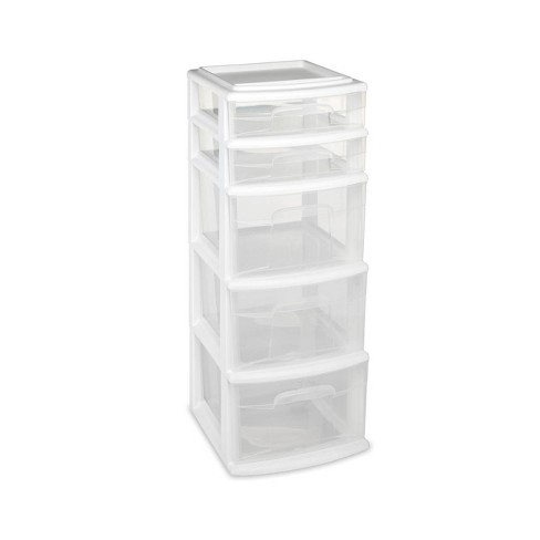 Homz 5 Drawer Medium Storage Tower White Target