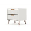 Gulches Mid-Century Modern 2-Drawer Nightstand, Off White MDF Bedroom Side Table with Metal Splayed Legs, Smooth Gliding Drawers for Storage & Display - 3 of 4