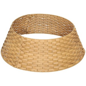 HOMCOM 27 inch Rustic Christmas Tree Collar, Plastic Woven Christmas Tree Skirt for Party, Holiday, Home Decoration, Natural - 1 of 4