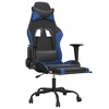 vidaXL Massage Gaming Chair with Footrest Black&Blue Faux Leather - 3 of 4
