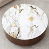 35" Veneer and Sintered Stone Round Coffee Table with 2 Drawers and Brushed Stainless Steel Legs - 2 of 4