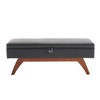 PAGED Storage Ottoman Bench Modern Shoe Bench with Wood Legs, Teddy Fabric End of Bed Table for Living Room, Bedroom, Entryway - 3 of 4
